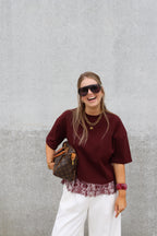 Millie lace T-shirt bordeaux