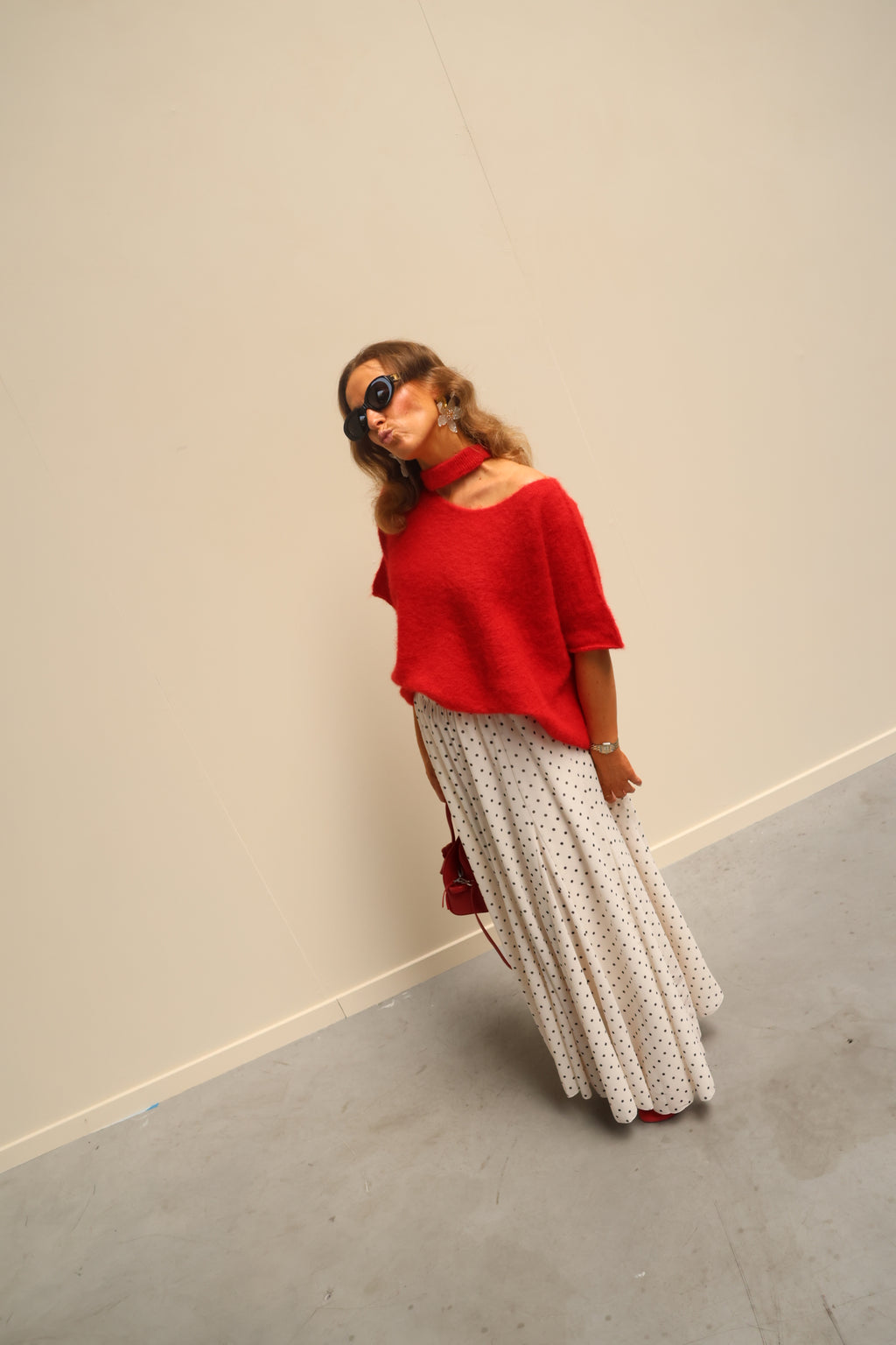 Tille knit met detail rood