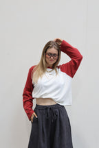 Amy longsleeve créme/donkerrood