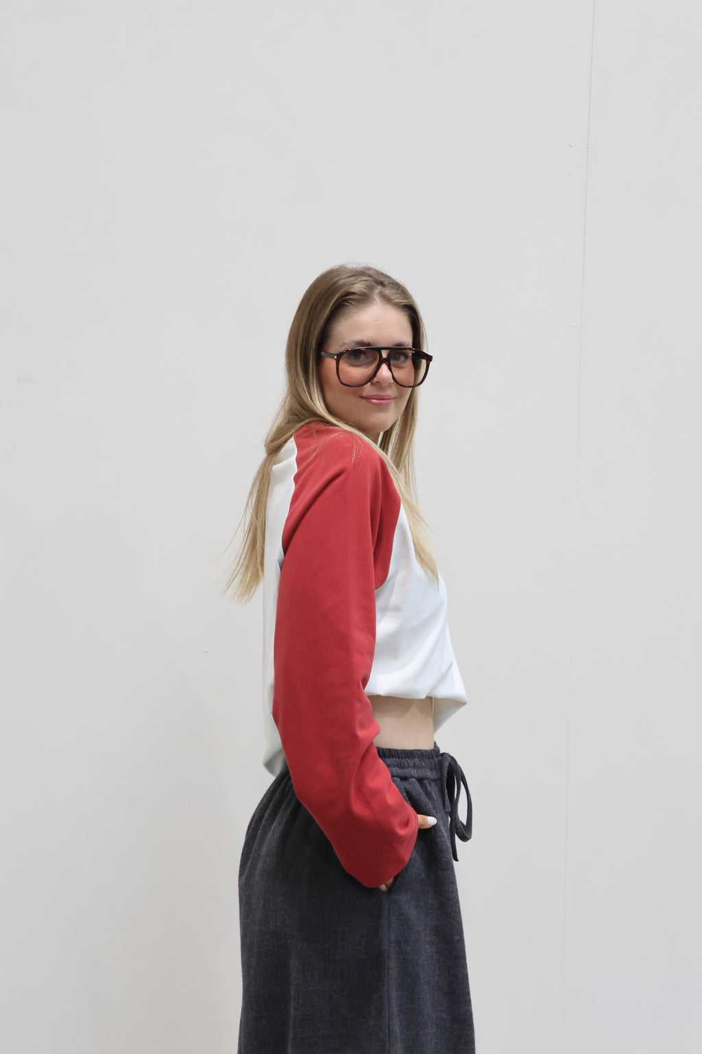 Amy longsleeve créme/donkerrood