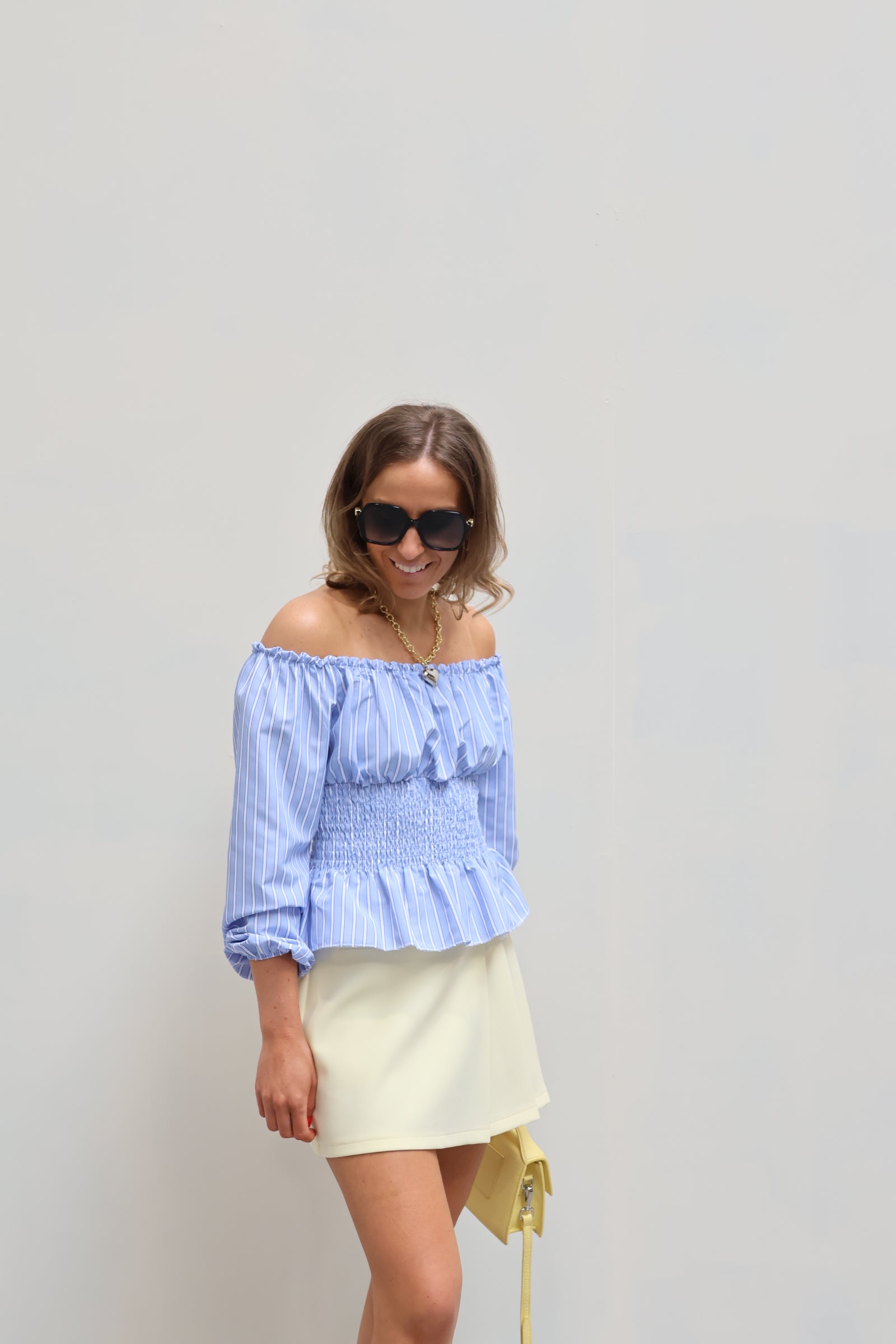 Rafaella offshoulder blouse blauw
