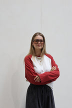 Amy longsleeve créme/donkerrood