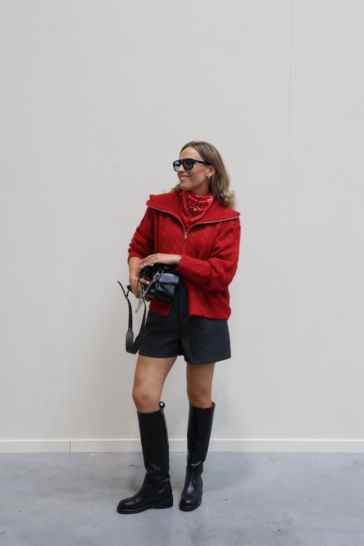 Claudia cardigan met rits rood