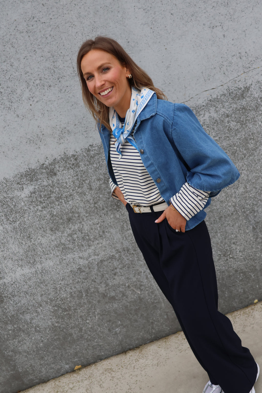 Lily printed scarf blauw