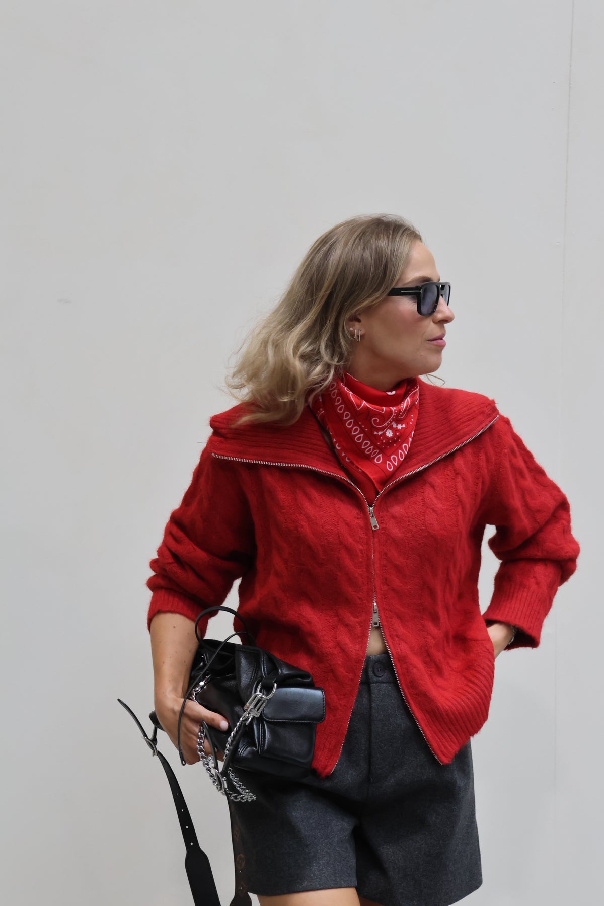 Claudia cardigan met rits rood