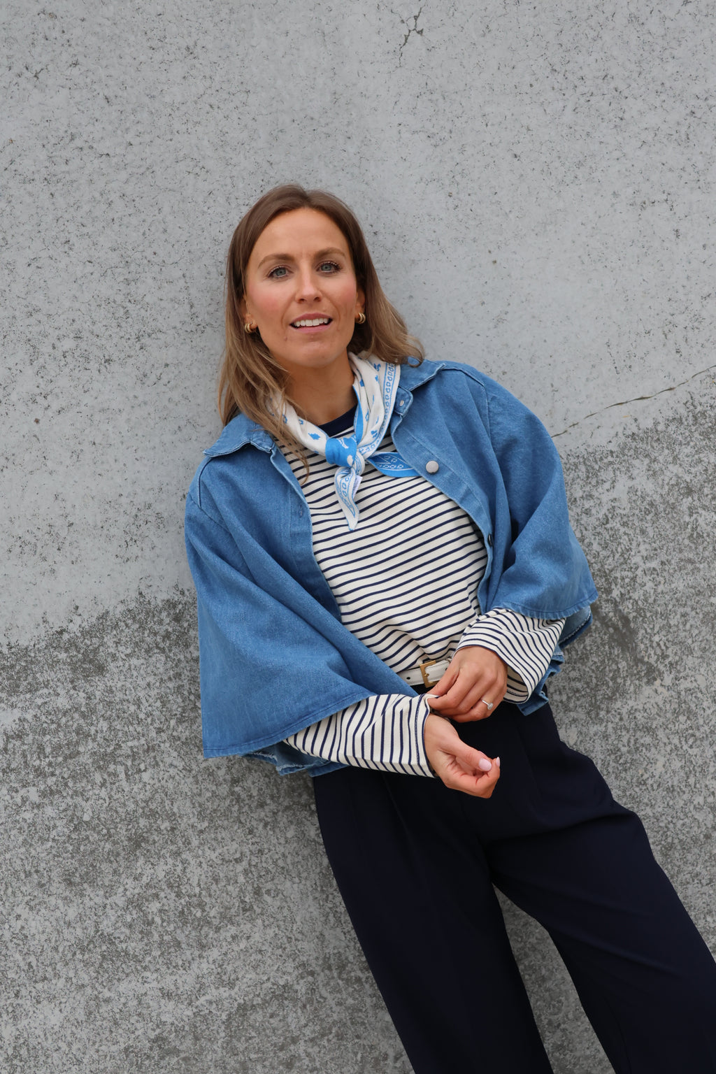 Lily printed scarf blauw