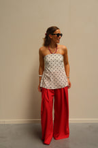 Oda strapless polkadot top