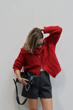 Claudia cardigan met rits rood