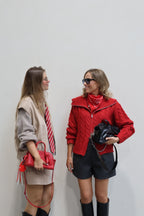 Claudia cardigan met rits rood