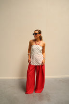 Oda strapless polkadot top
