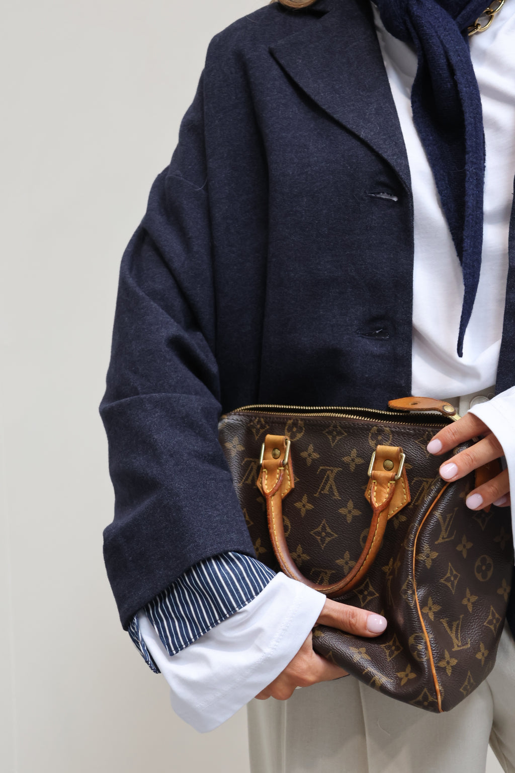 Gwenn zachte blazer met streepdetail