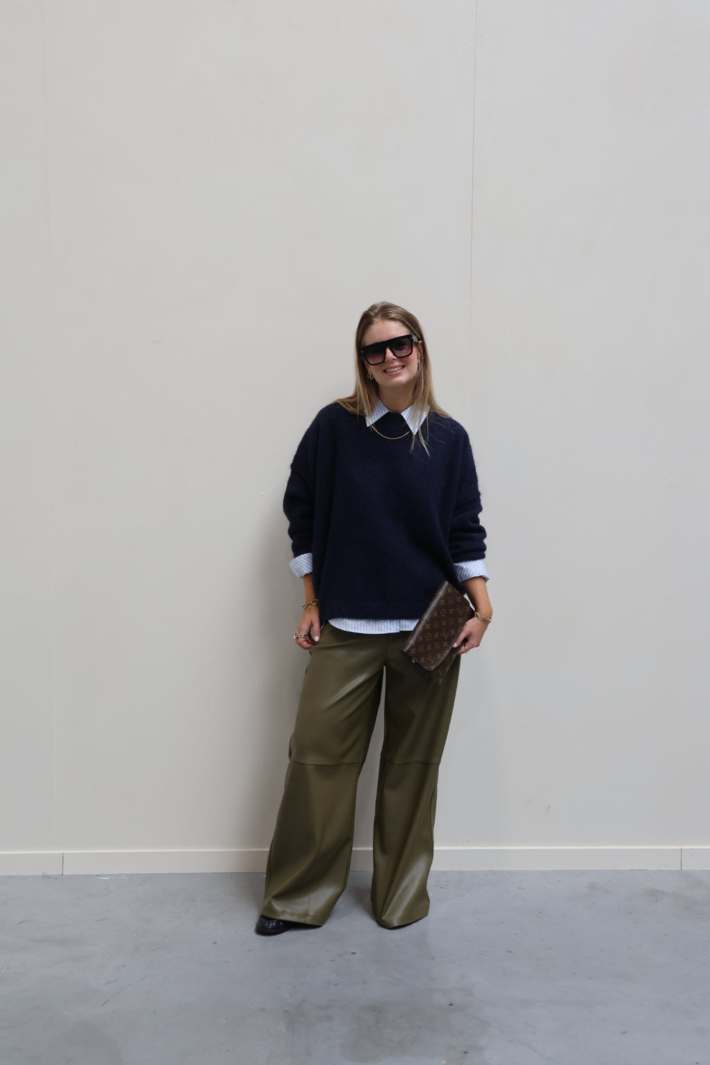 Fiebe gestreepte blouse 'mon amour' lichtblauw
