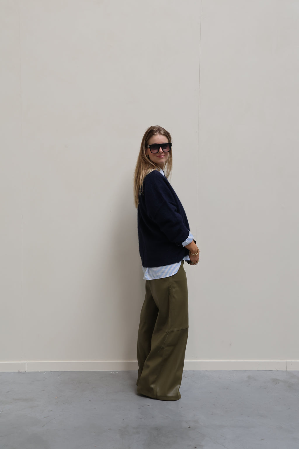 Fiebe gestreepte blouse 'mon amour' lichtblauw