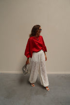 Vive blouse met wijde mouwen rood