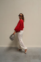 Vive blouse met wijde mouwen rood