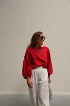 Vive blouse met wijde mouwen rood