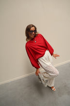 Vive blouse met wijde mouwen rood