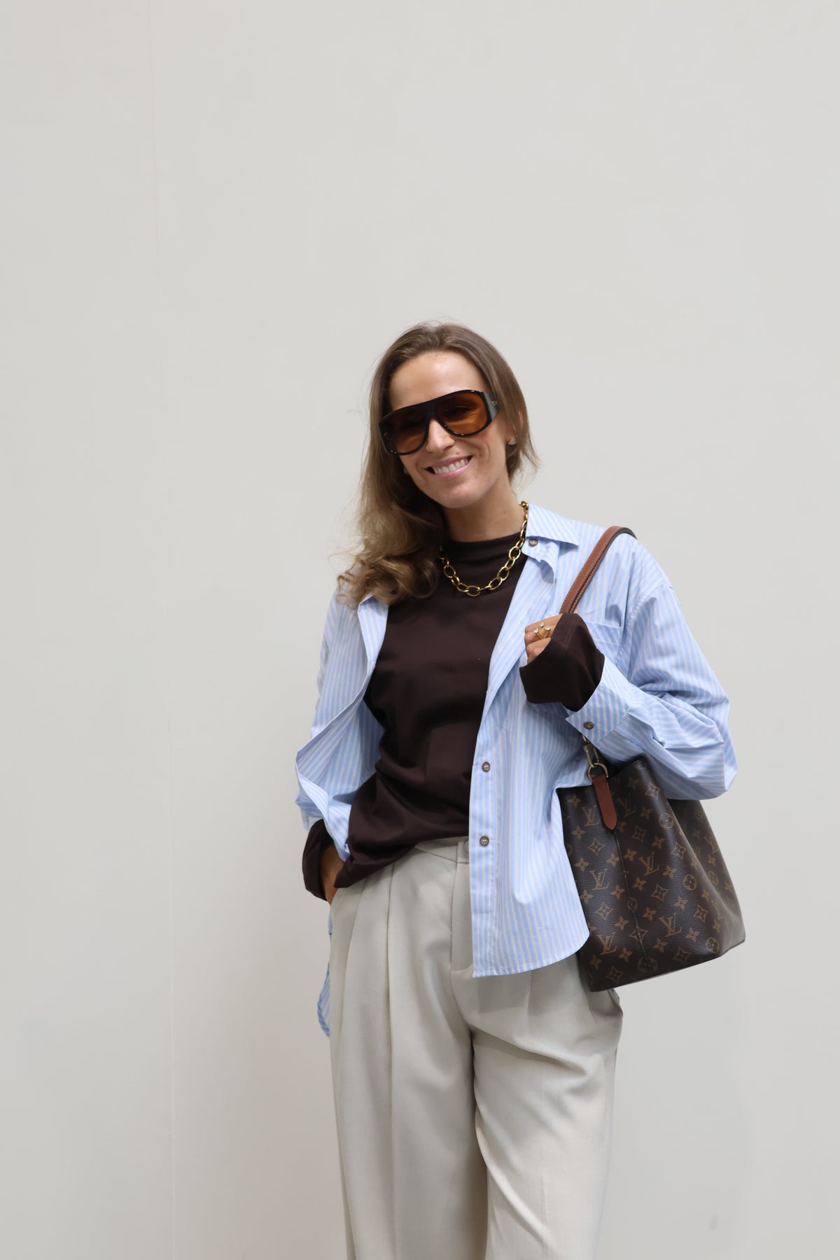 Annabel oversized longsleeve bruin