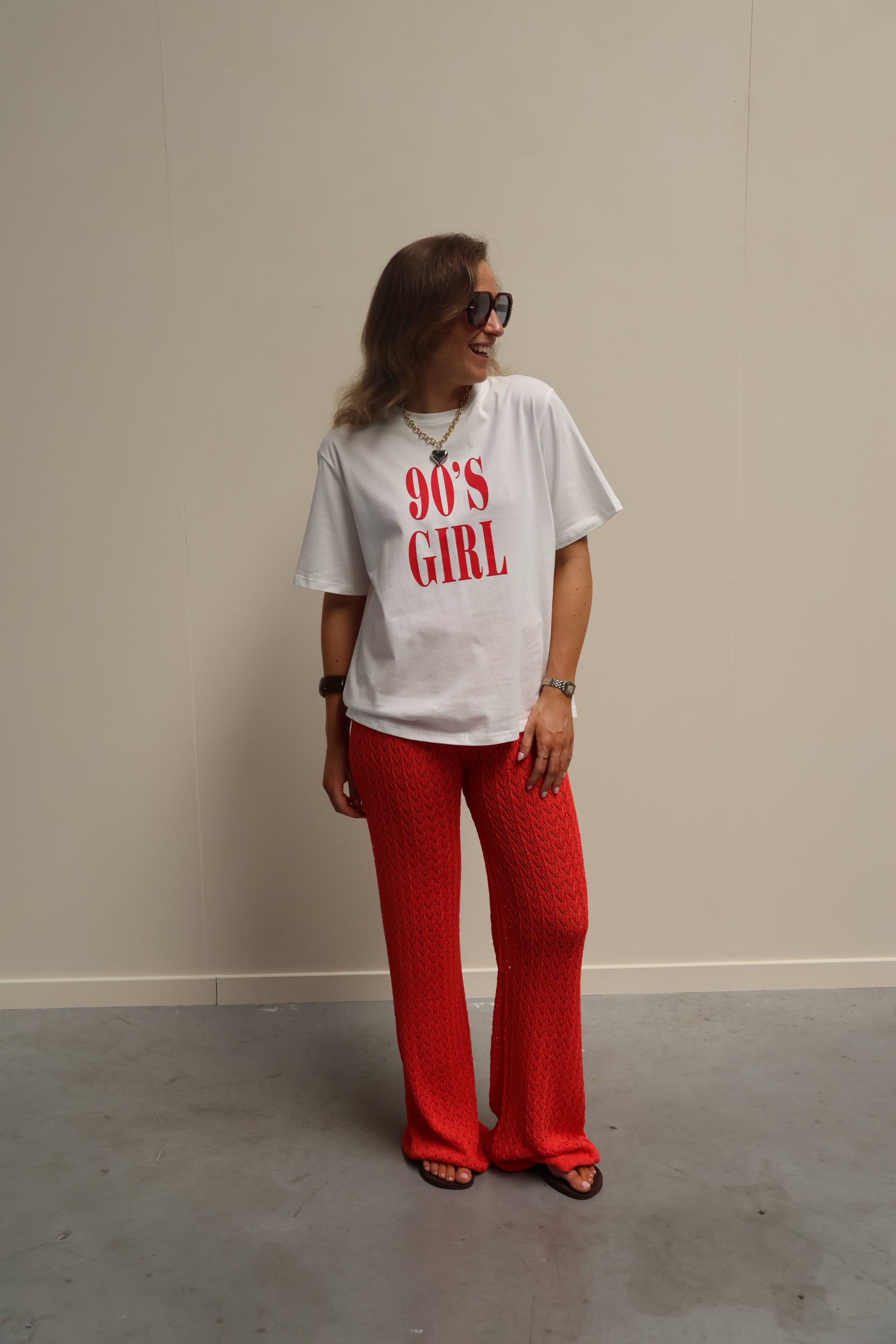Maité crochet broek koraal