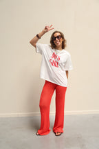 Maité crochet broek koraal