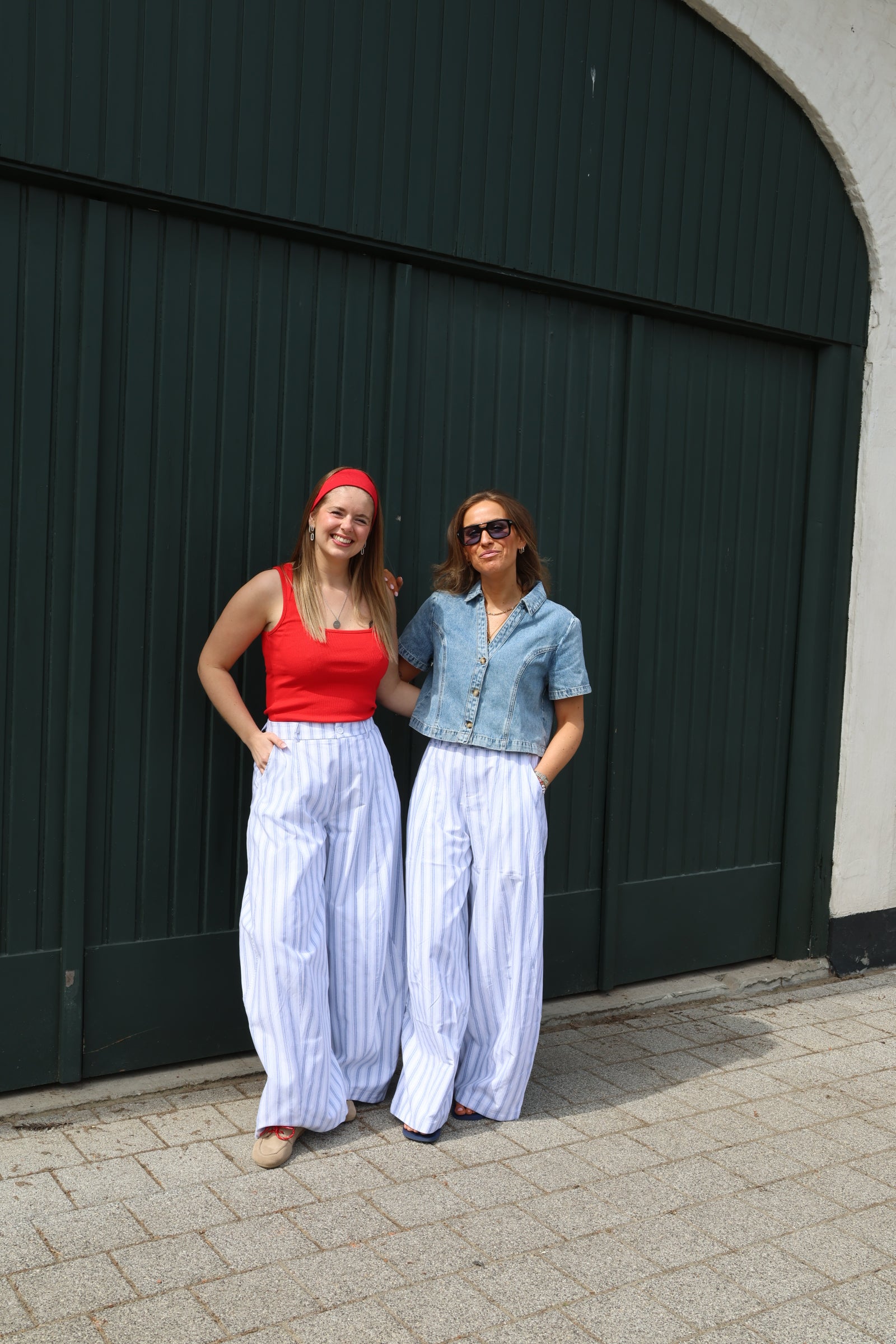 Tine denim top met korte mouw