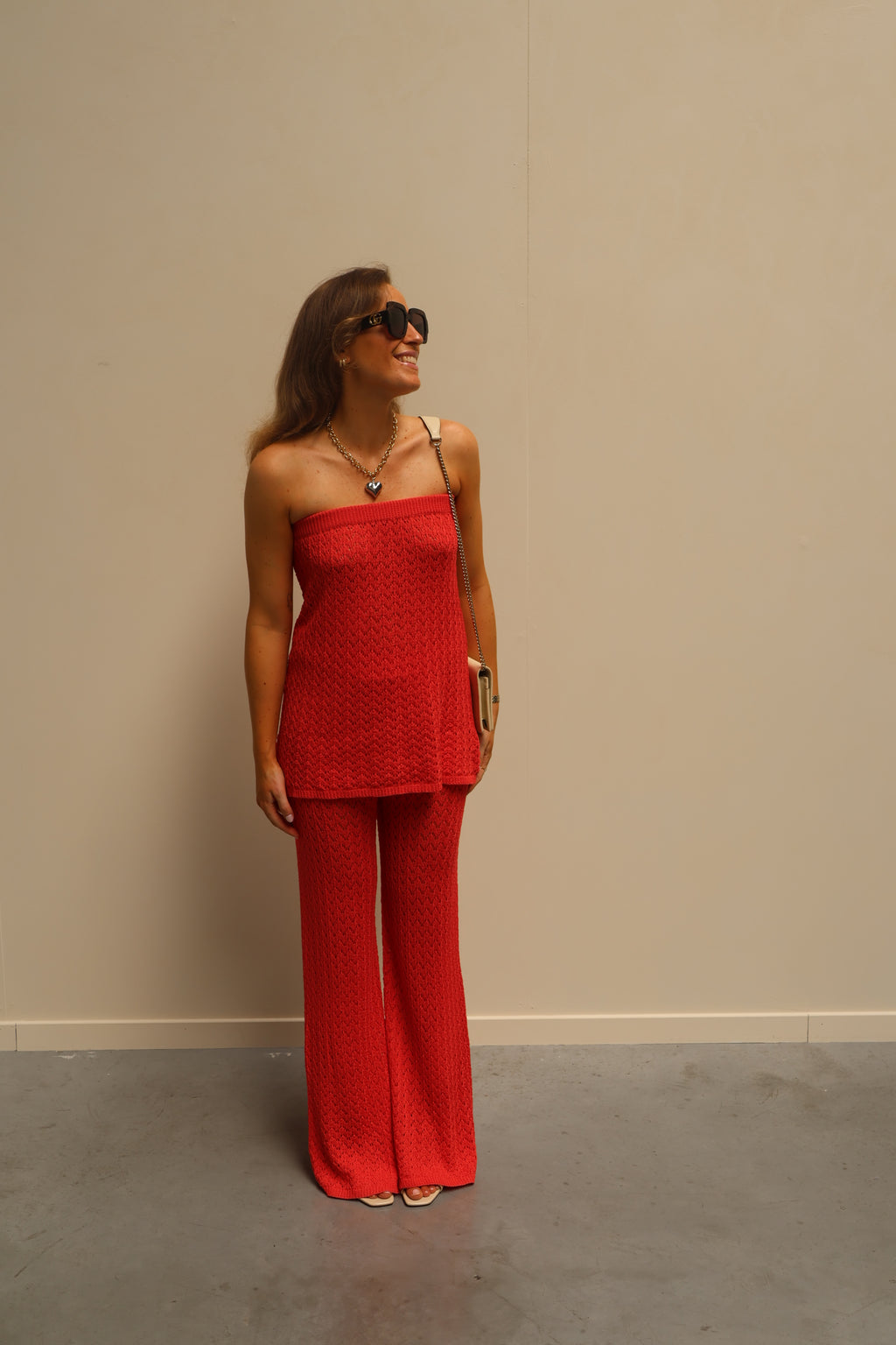 Maité crochet broek koraal