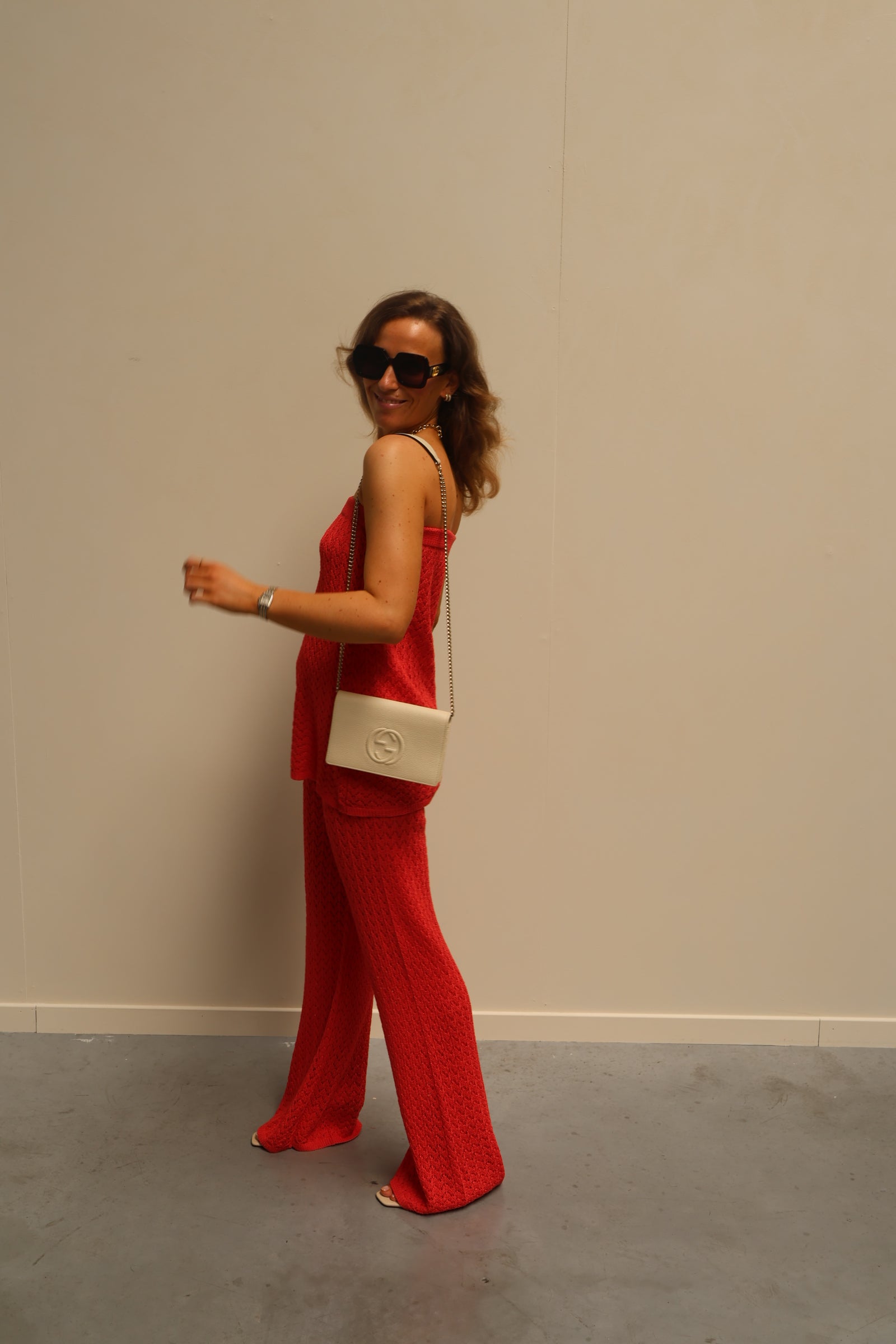 Maité crochet broek koraal
