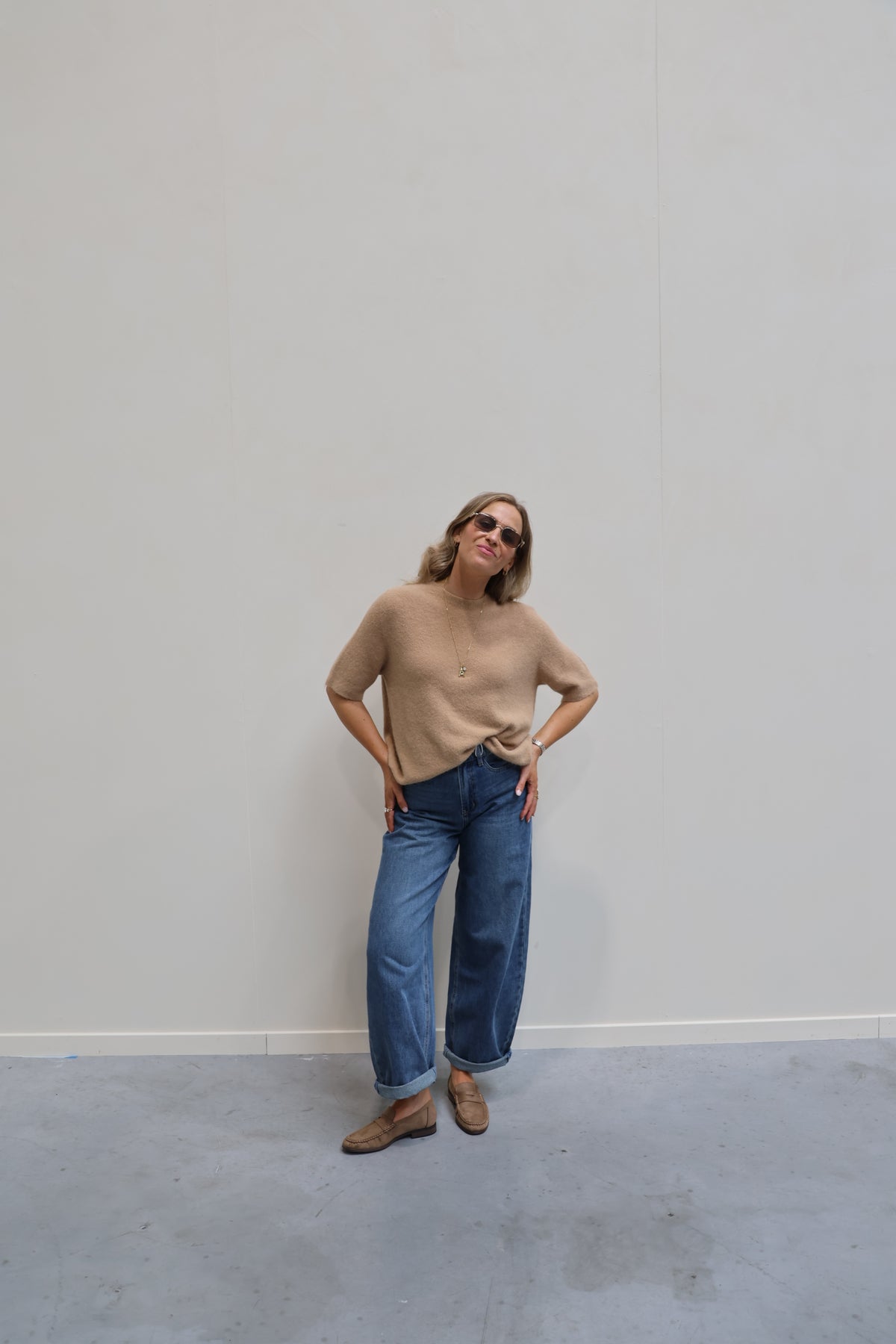 Florien knit met korte mouwen camel