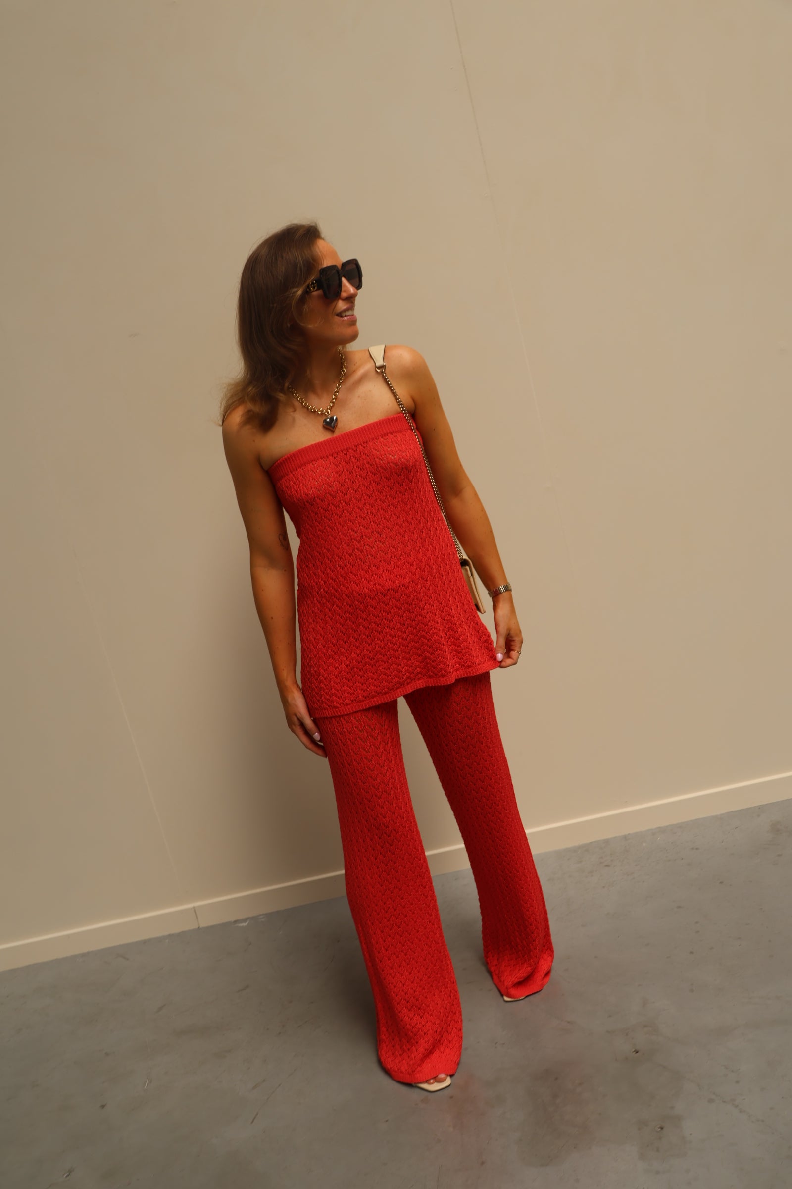 Maité crochet top koraal