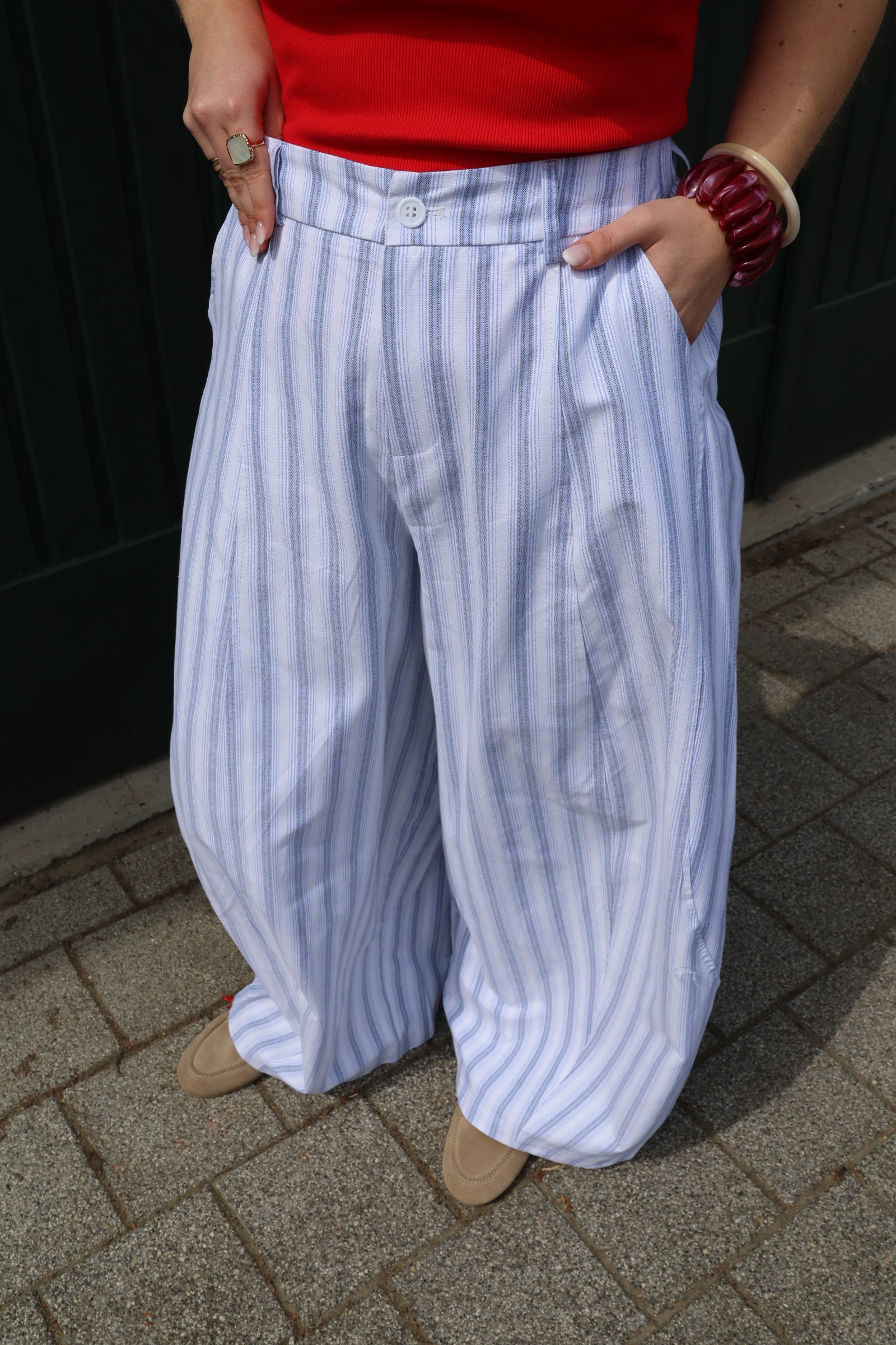 Rachelle balloon broek blauw/grijs