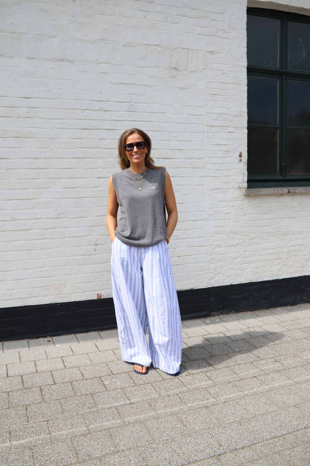 Rachelle balloon broek blauw/grijs