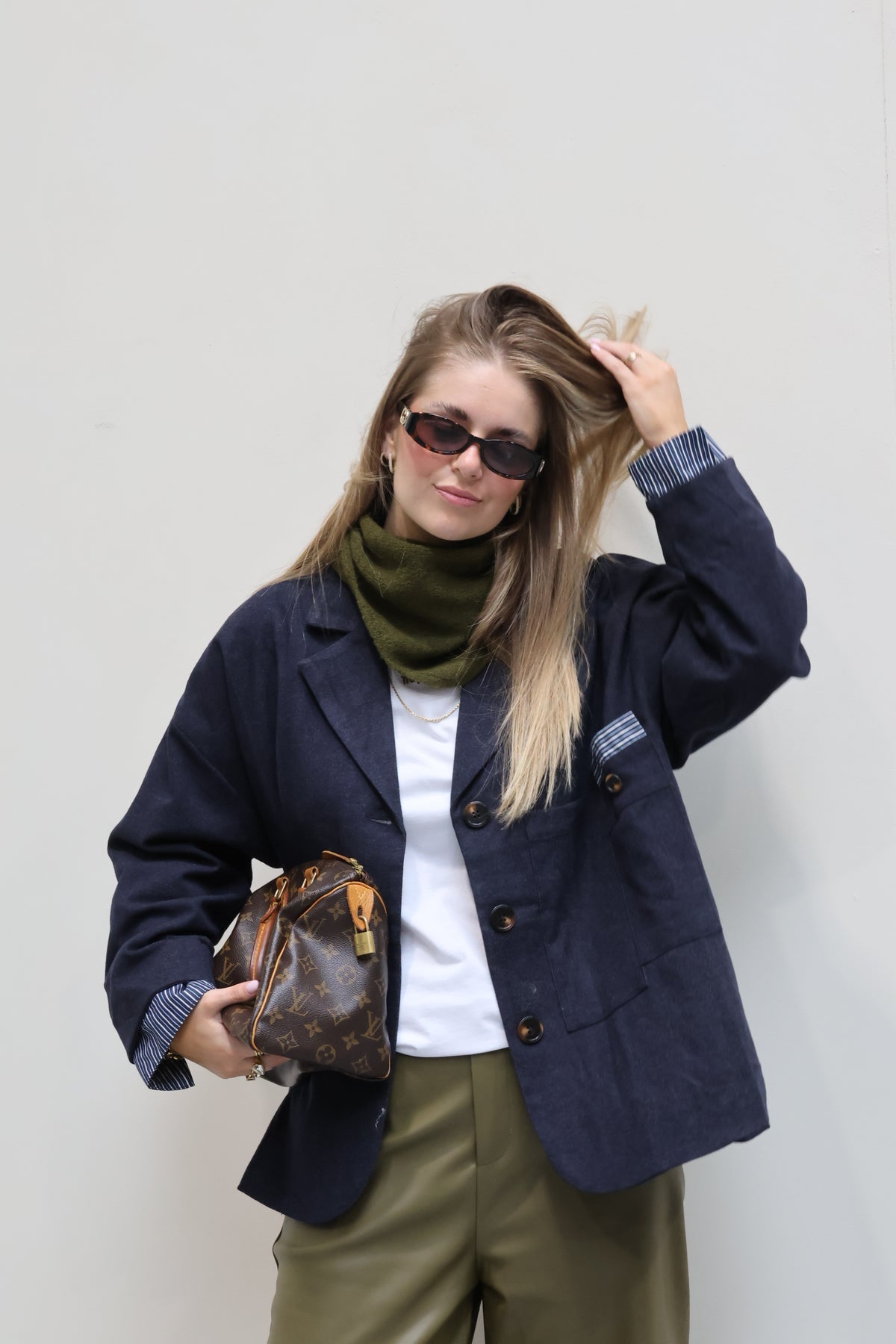 Gwenn zachte blazer met streepdetail