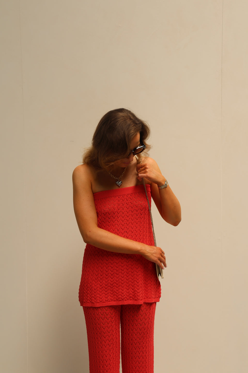 Maité crochet top koraal