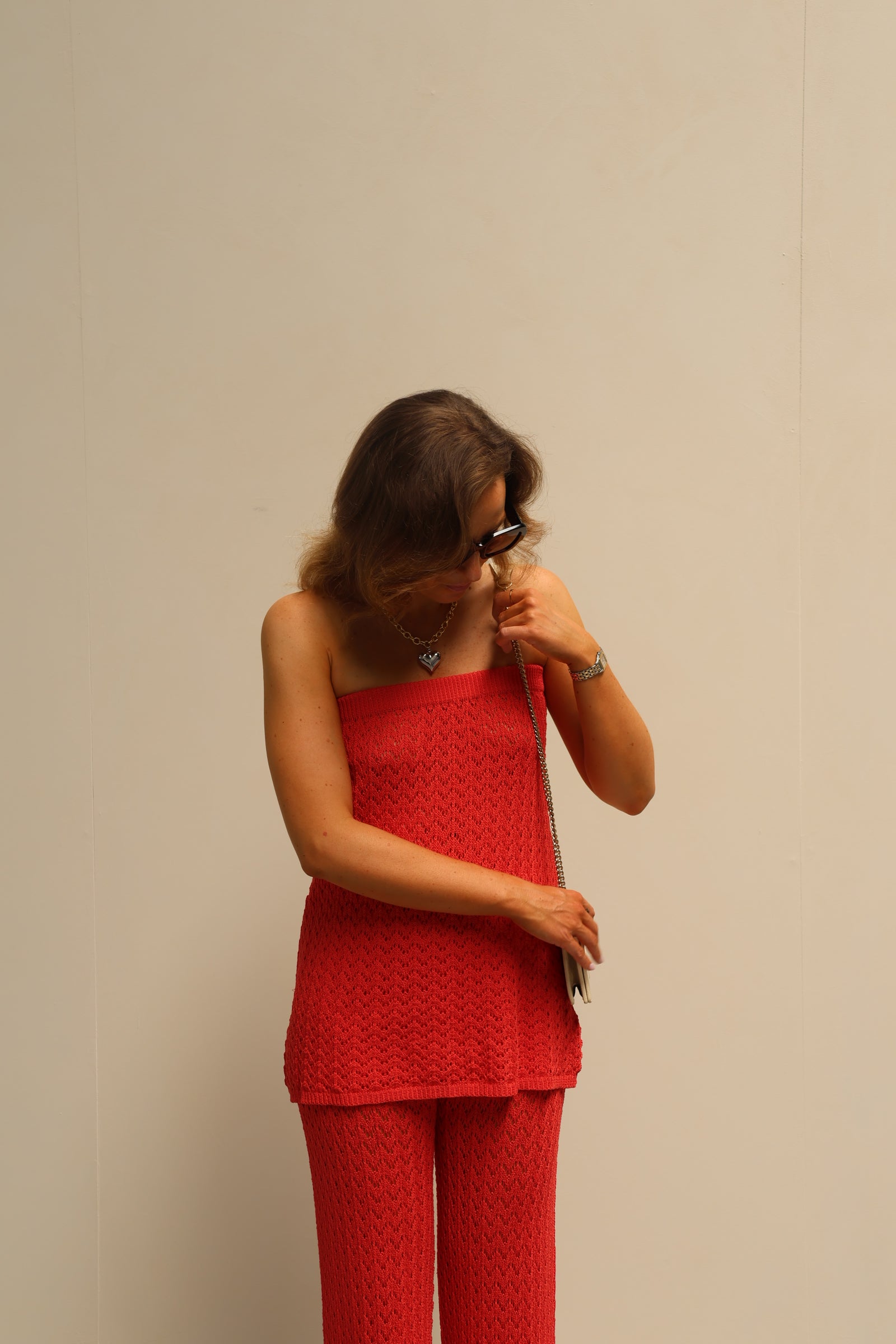 Maité crochet top koraal