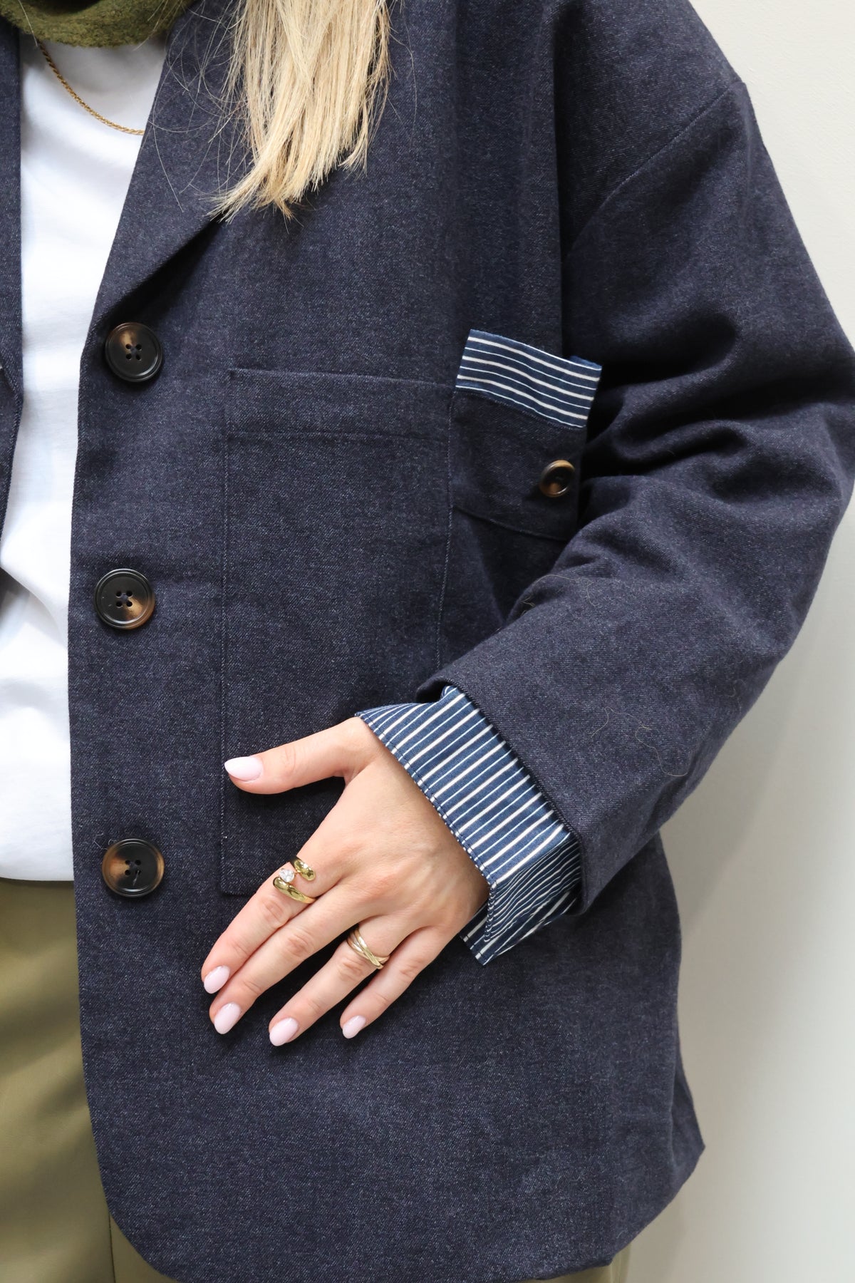 Gwenn zachte blazer met streepdetail