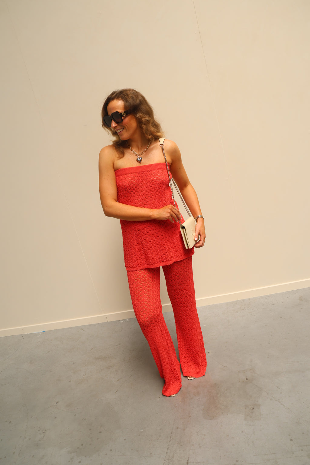 Maité crochet top koraal