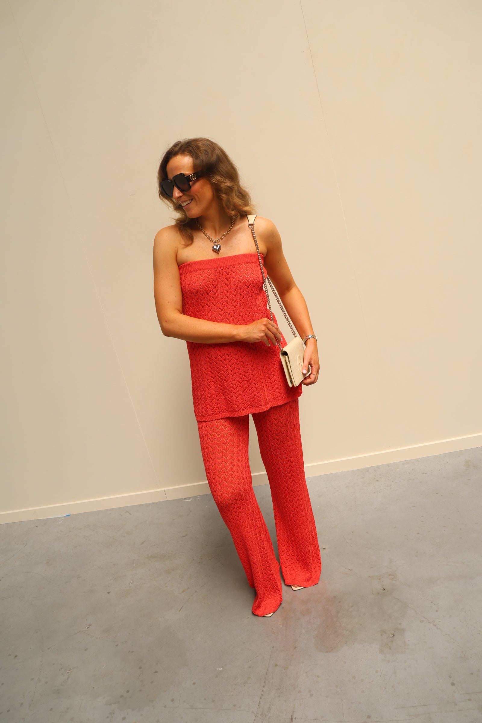 Maité crochet top koraal