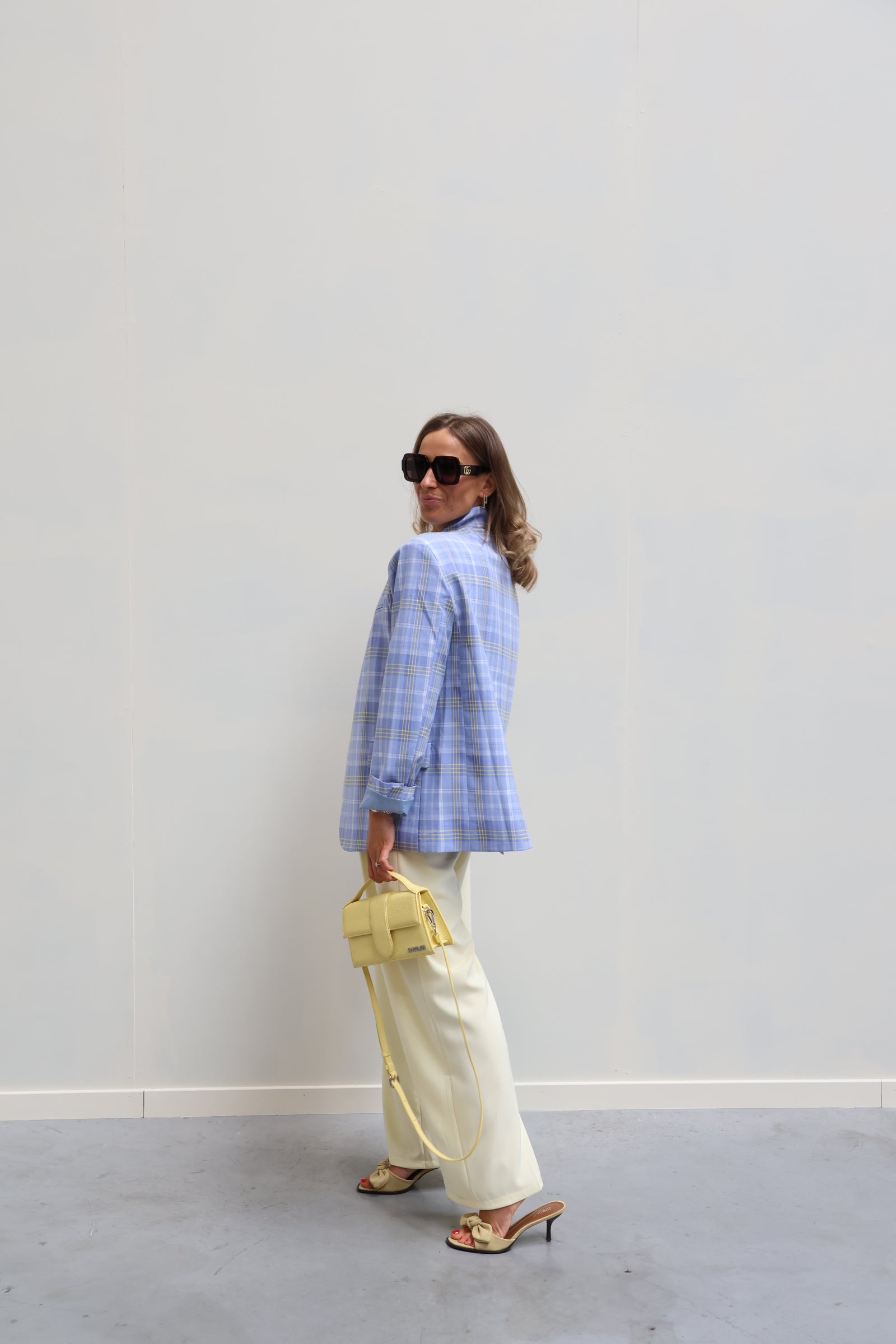 Gisèle carreaux blazer blauw/geel