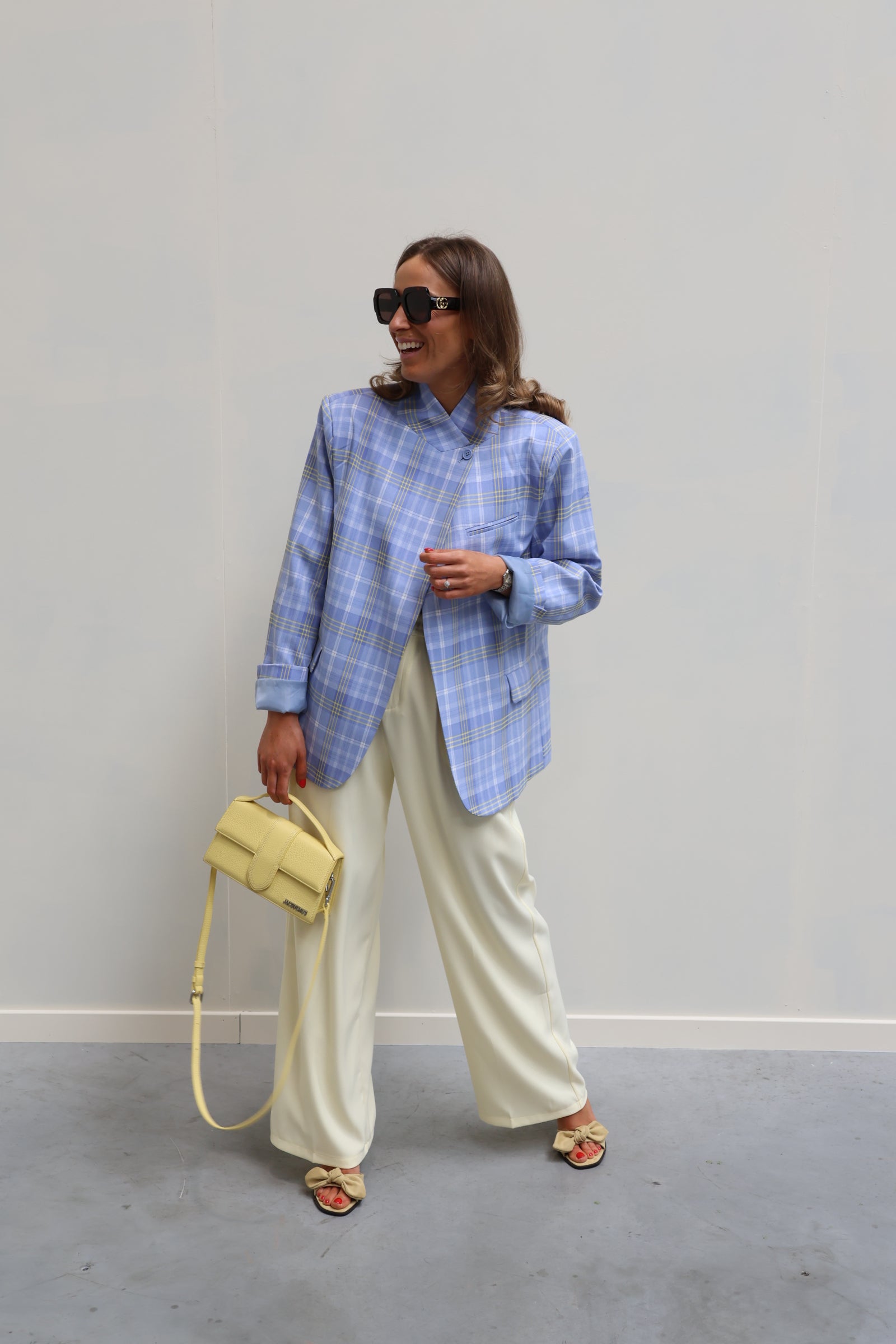 Gisèle carreaux blazer blauw/geel