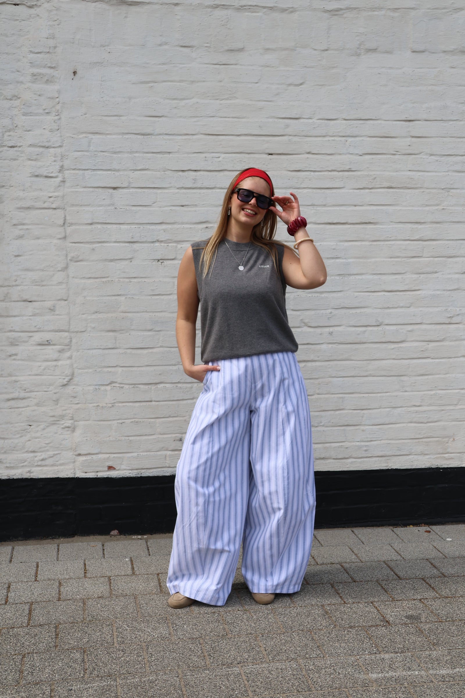 Rachelle balloon broek blauw/grijs