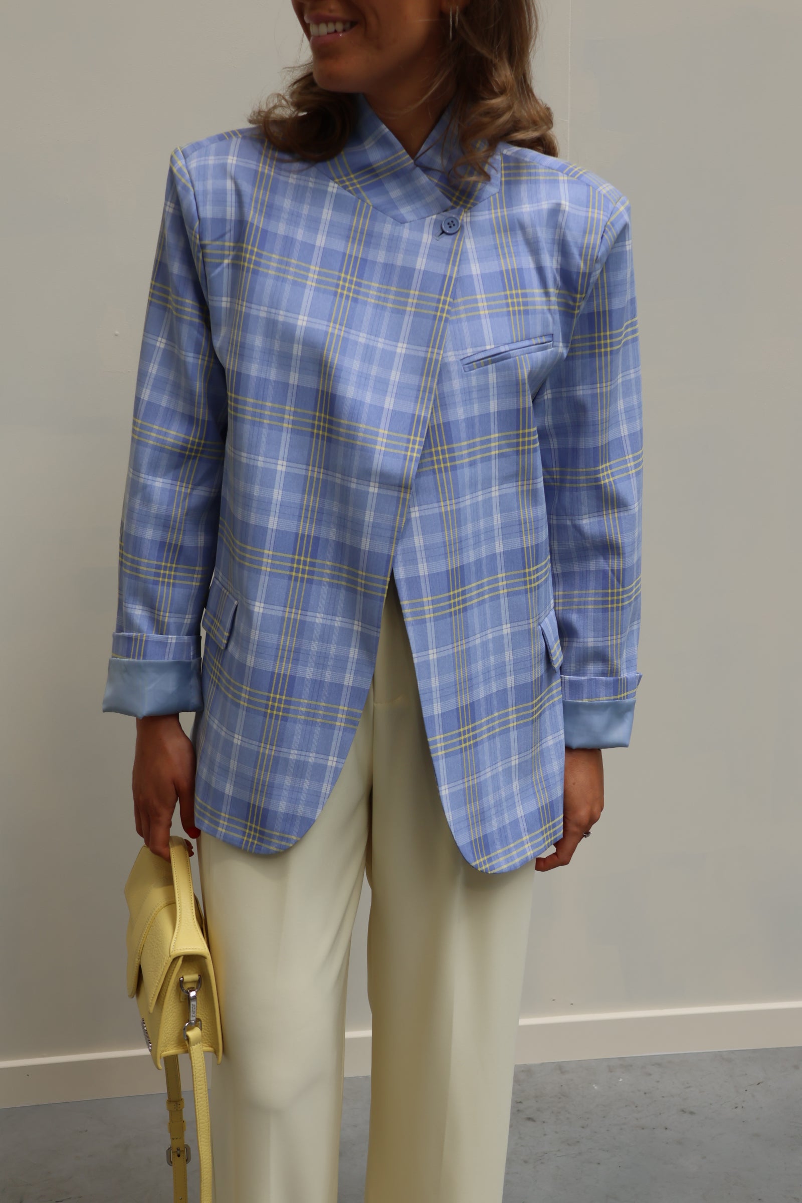 Gisèle carreaux blazer blauw/geel