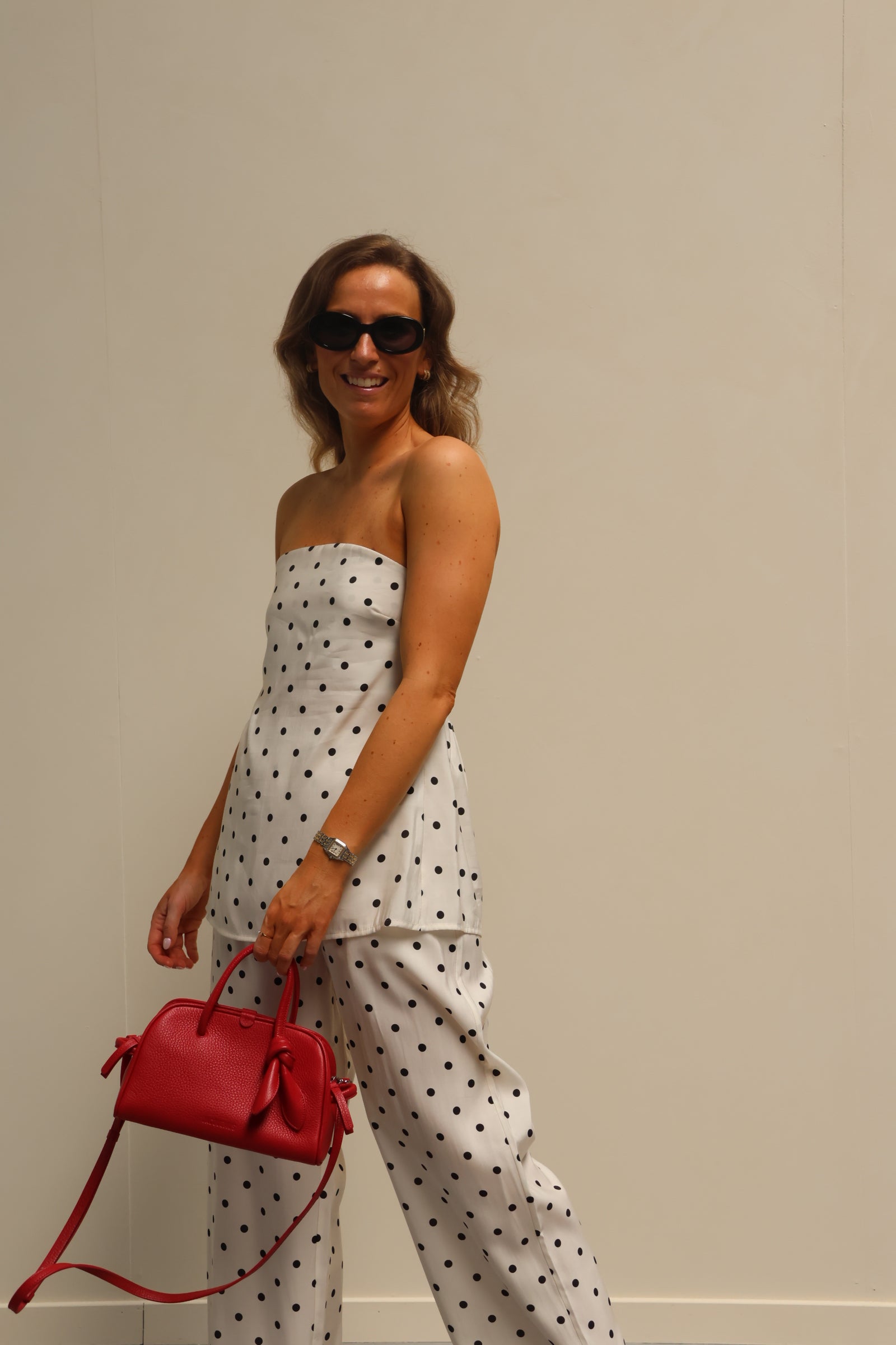 Oda strapless polkadot top