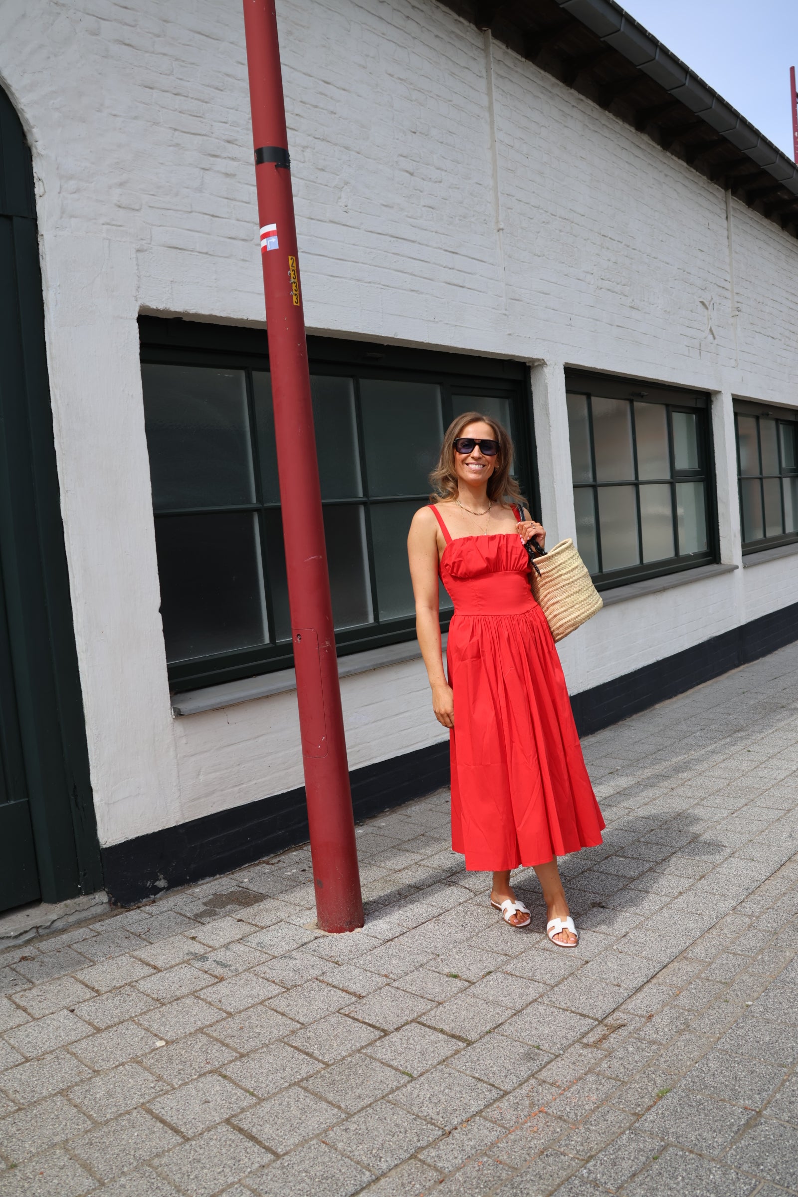 Clémence midi jurk rood