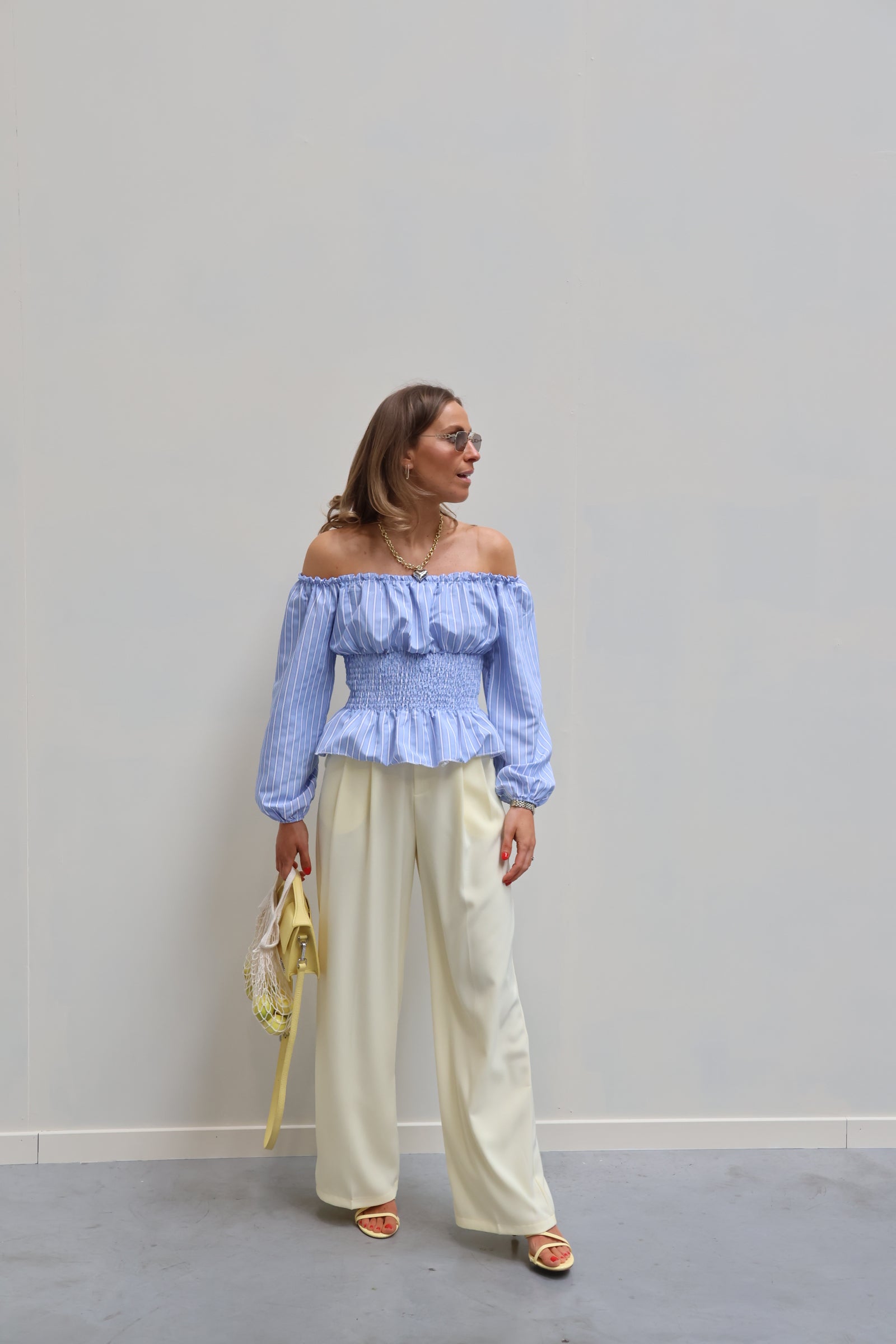 Rafaella offshoulder blouse blauw