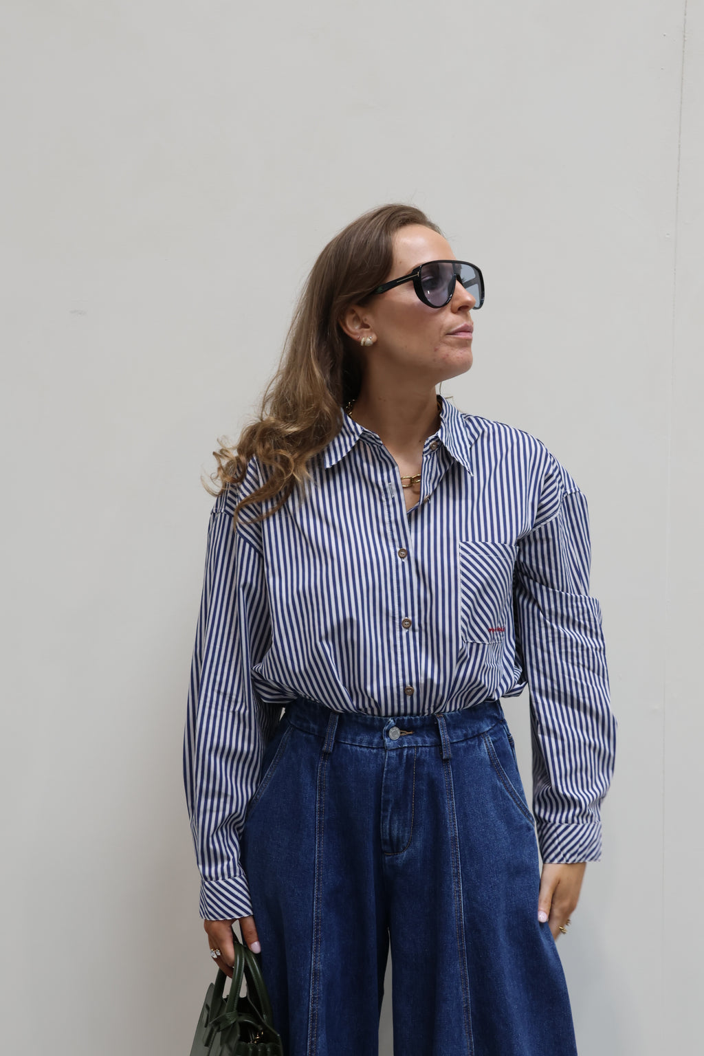 Fiebe gestreepte blouse 'mon amour' marine
