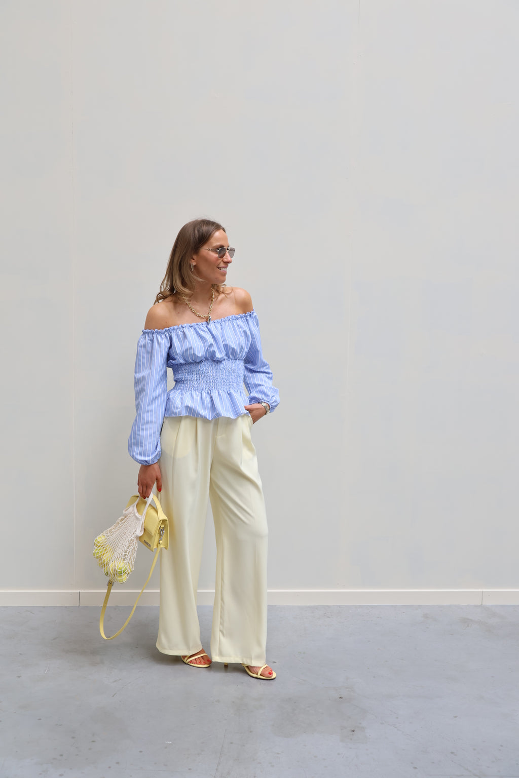 Rafaella offshoulder blouse blauw