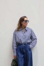 Fiebe gestreepte blouse 'mon amour' marine