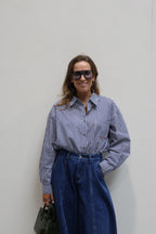 Fiebe gestreepte blouse 'mon amour' marine