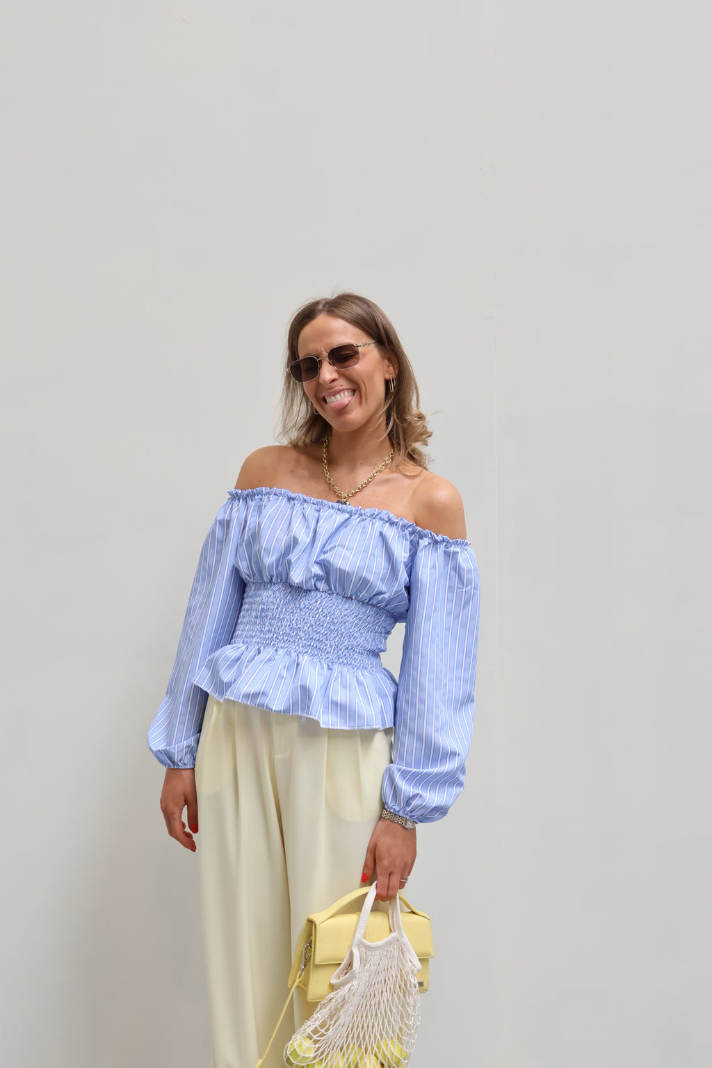 Rafaella offshoulder blouse blauw