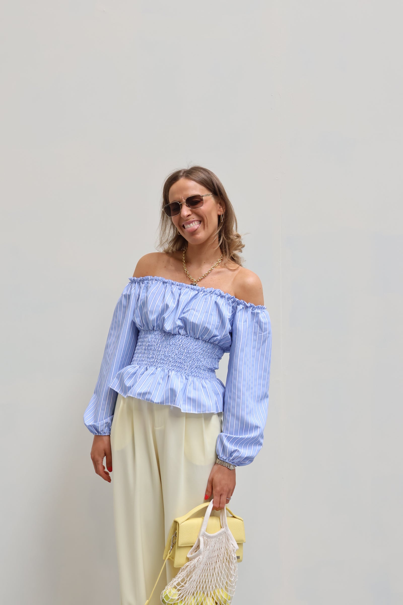 Rafaella offshoulder blouse blauw